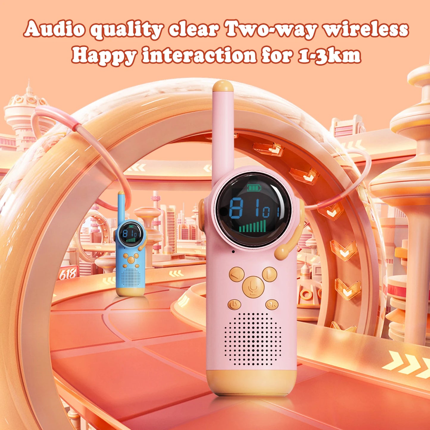 Rechargeable walkie talkie for children