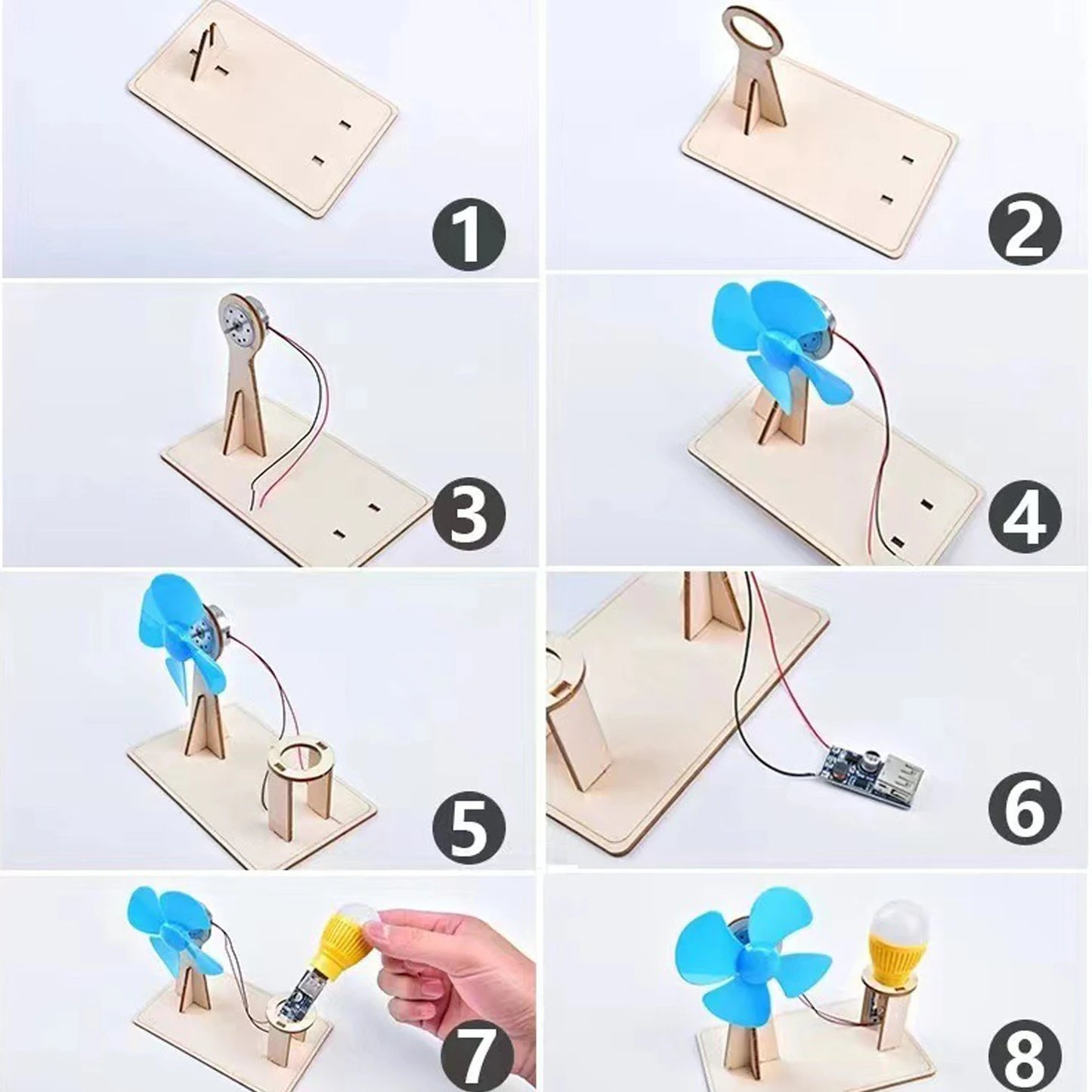 Wooden Wind Generator Model Kids Science