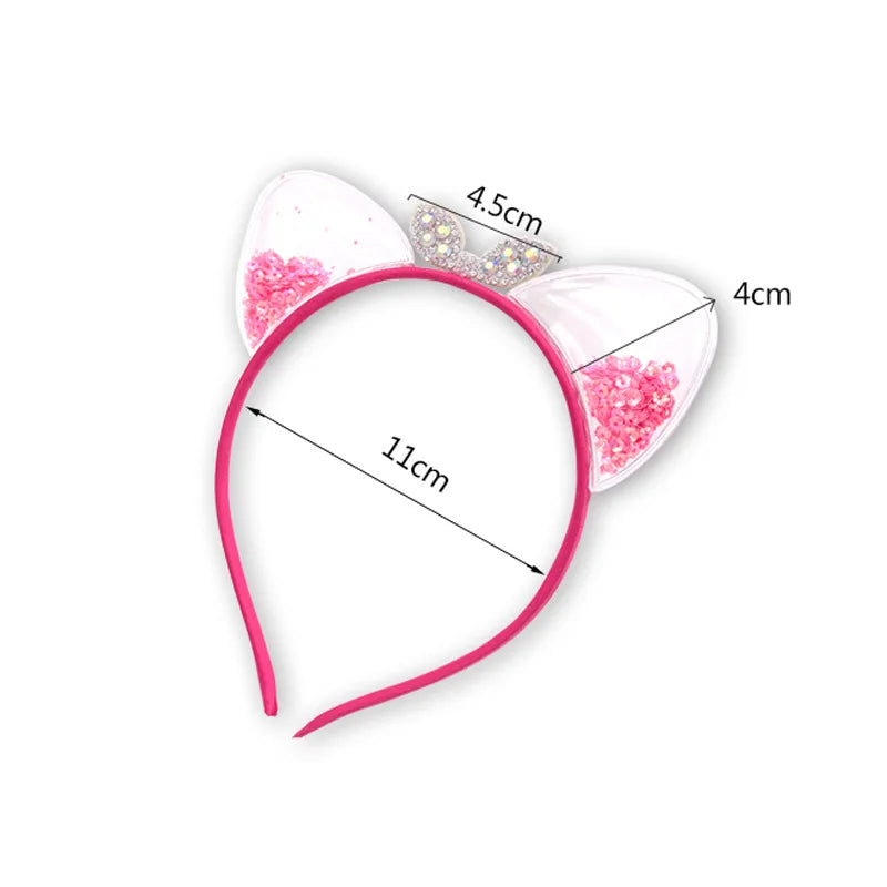 Girls cute shining sequin cat ears hairbands sweet hair