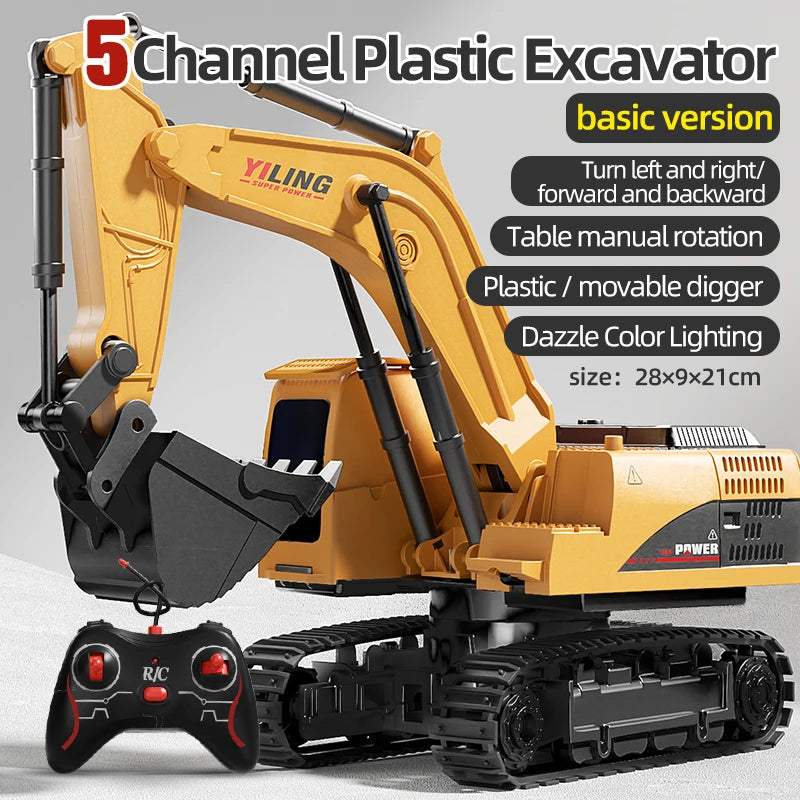 Remote Control Excavator Toy Car with Lights Sound Effect Electric
