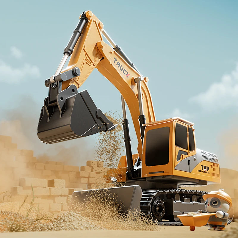 Remote Control Excavator Toy Car with Lights Sound Effect Electric