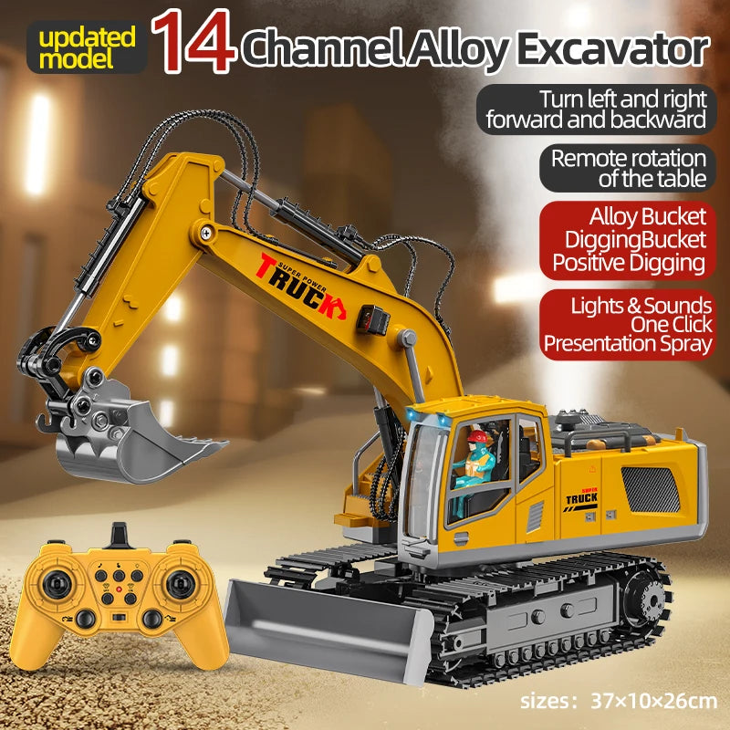 Remote Control Excavator Toy Car with Lights Sound Effect Electric