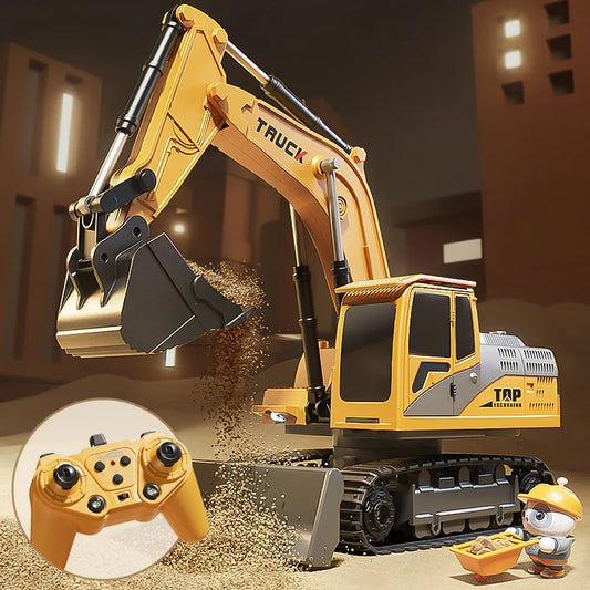 Remote Control Excavator Toy Car with Lights Sound Effect Electric