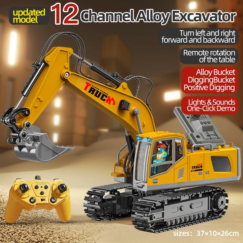 Remote Control Excavator Toy Car with Lights Sound Effect Electric