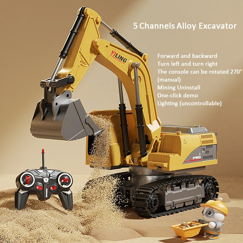 Remote Control Excavator Toy Car with Lights Sound Effect Electric