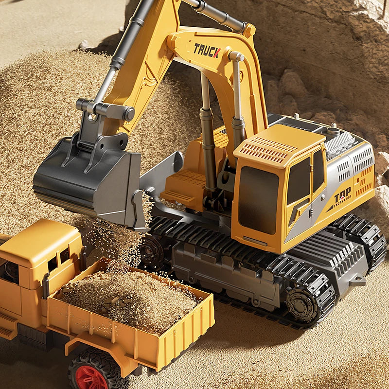 Remote Control Excavator Toy Car with Lights Sound Effect Electric