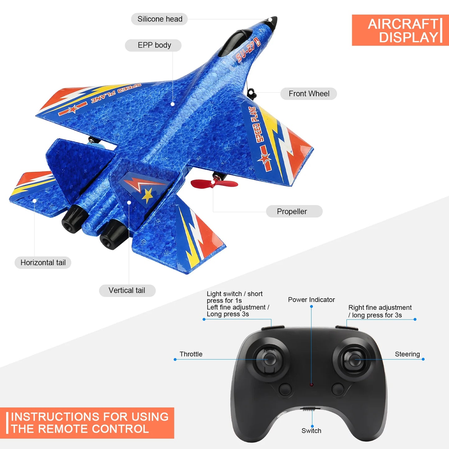 Plane 2.4G Remote Control with LED Lights