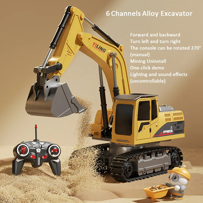 Remote Control Excavator Toy Car with Lights Sound Effect Electric